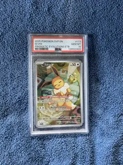 Pokemon Eevee 2025 Prismatic Evolutions ETB Promo English PSA 10 - Image 1