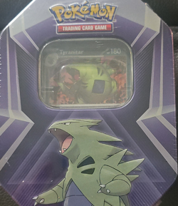 Pokemon TCG Triple Whammy Tin Tyranitar Larvitar Pupitar 3 Foil + Booster - Image 1