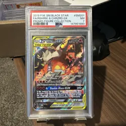 Pokemon TCG Reshiram & Charizard GX Black Star Full Art Prom Card Sm201 Psa7 - Image 1