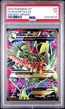 PSA 1 2015 Pokemon XY Ancient Origins Full Art Mega M Sceptile EX 85/98 SHINY - Image 1