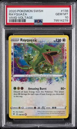 2020 POKEMON SWORD & SHIELD VIVID VOLTAGE #138 RAYQUAZA PSA 10 - Image 1