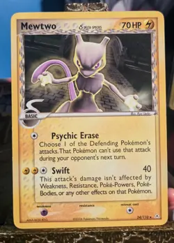 2006 Pokemon EX Holon Phantoms Mewtwo Delta Species #24/110 Light Play* - Image 3