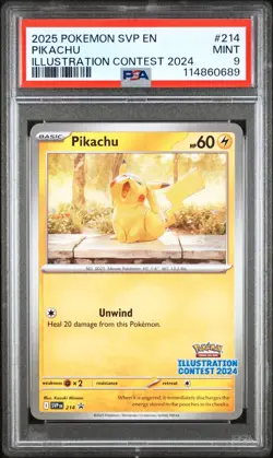 Pokemon TCG Pikachu SVP 214 Illustration Contest 2024 Black Star Promo - PSA 9 - Image 1