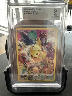 Pokemon TCG Pikachu Holo Card Crown Zenith 160/159 BGS 9 - Image 1
