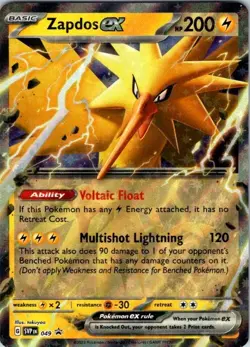 Zapdos ex SVP049 Holo Black Star Promo Pokemon 2023 Scarlet & Violet - NM/M - Image 1