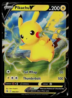 Pokemon Card Fusion Strike Pikachu V 086/264 Rare V Holo - Image 1