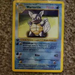💎Pokemon TCG Wartortle Holo 1st Edition Shadowless Card Base Set 42/102💎 - Image 1