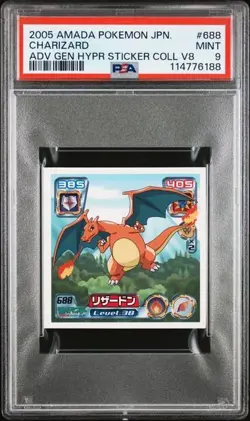 PSA 9 POP 2 NONE HIGHER CHARIZARD 2005 AMADA HYPER STICKER COLLECTION VOL 8 #688 - Image 1