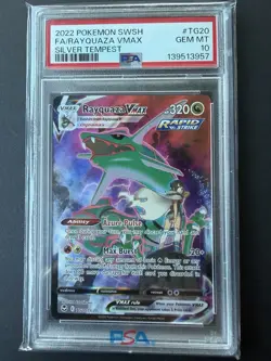 Pokemon TCG Rayquaza VMAX Silver Tempest Holo Card TG20/TG30 PSA 10 - Image 1