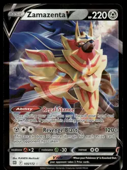 Pokemon Cards Zamazenta V 105/172 Brilliant Stars Holo Rare V NM - Image 1