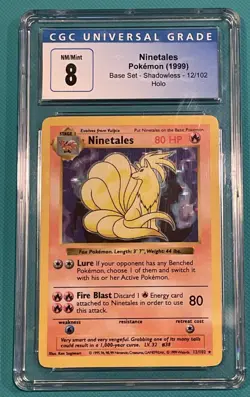 CGC 8 Ninetales 1999 Base Set Shadowless Holo 12/102 Pokemon Card Old Label - Image 1