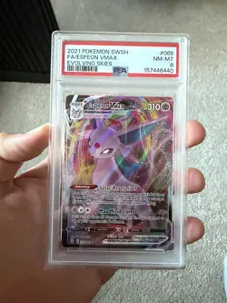 PSA 8 - Pokemon TCG Espeon VMAX Holo Ultra Rare Card Evolving Skies 065/203 - Image 1
