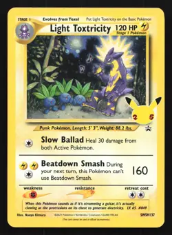 Pokemon Light Toxtricity SWSH137 Celebrations Holo Black Star Promo LP - Image 1