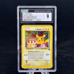 Birthday Pikachu Holo #24 Black Star Promo Pokemon CGC 9 🎂🎈 with Swirl 🌀 - Image 2