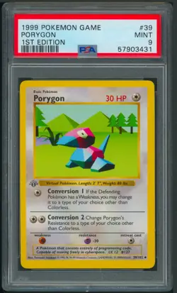 Pokemon 1st Edition Base Set Porygon 39/102 PSA 9 - Image 1