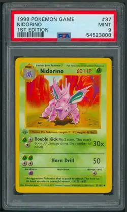 Pokemon 1st Edition Base Set Nidorino 37/102 PSA 9 - Image 1