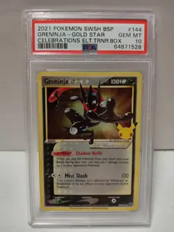 PSA 10 GRENINJA GOLD STAR CELEBRATIONS BLACK STAR PROMO 144 POKEMON 2021 - Image 1