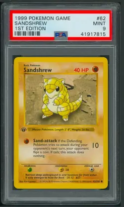 Pokemon 1st Edition Base Set Sandshrew 62/102 PSA 9 - Image 1
