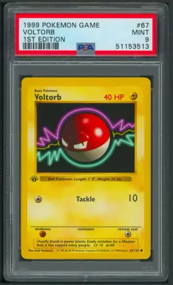 Pokemon 1st Edition Base Set Voltorb 67/102 PSA 9 - Image 1
