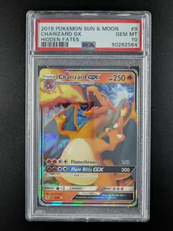 2019 Pokemon Sun & Moon Hidden Fates CHARIZARD GX Holo Rare 9/68 PSA 10 - Image 1