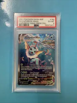 2021 Pokemon SWSH BSP FA/Vaporeon VMAX Prem Coll #182 PSA 6 EX-MT - Image 1