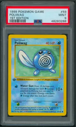Pokemon 1st Edition Base Set Poliwag 59/102 PSA 9 - Image 1
