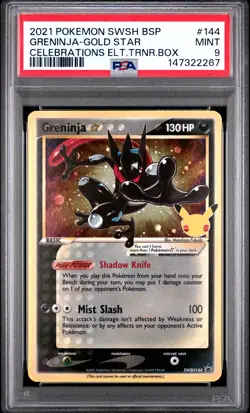 2021 POKEMON SWSH BLACK STAR PROMO #144 GRENINJA-GOLD STAR PSA 9 - Image 1