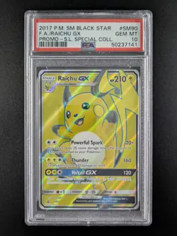 2017 Pokemon SM Black Star Promo RAICHU Shining Legends Special #SM90 PSA 10 - Image 1