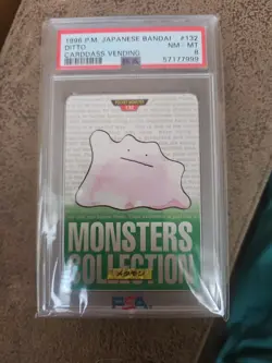 1996 POKEMON JPN BANDAI CARDDASS VENDING #132 DITTO PSA 8 - Image 1