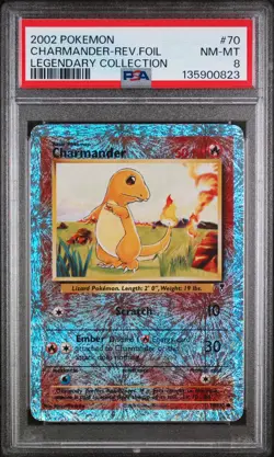 Charmander Reverse Holo #70 2002 Pokemon Legendary Coll. PSA 8 - Image 1