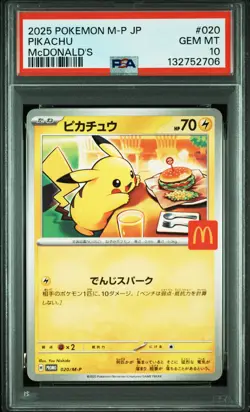 2025 POKEMON JAPANESE M-P PROMO MCDONALD'S #020 PIKACHU PSA 10 - Image 1