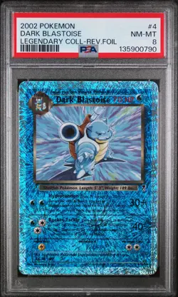 Dark Blastoise #4 Reverse Holo 2002 Pokemon Legendary Coll. PSA 8 - Image 1
