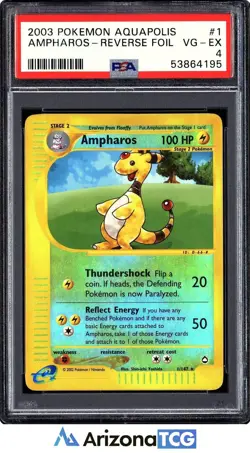 Pokemon 2003 Ampharos 1/147 Reverse Foil Aquapolis PSA 4 - Image 1