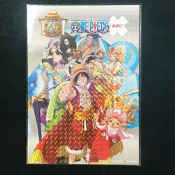 Z071 Straw Hat Crew One Piece x KFC Jumbo Holo Sticker Sealed 6" x 8" Nami - Image 1