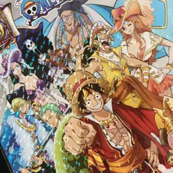 Z071 Straw Hat Crew One Piece x KFC Jumbo Holo Sticker Sealed 6" x 8" Nami - Image 2