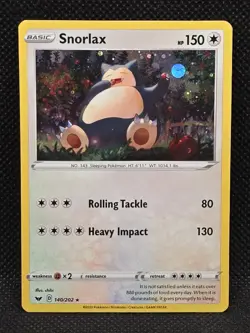 Snorlax 140/202 Sword & Shield Rare Cosmos Holo 2020 Pokemon Card - Image 1