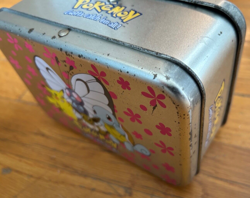 vtg 1998 Nintendo Pokemon TIN Squirtle Pikachu Eevee Butterfree card storage box - Image 4