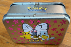 vtg 1998 Nintendo Pokemon TIN Squirtle Pikachu Eevee Butterfree card storage box - Image 5