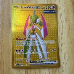 Iron Valiant EX 261/182 Sv04: Paradox Rift Holo Pokemon Card TCG Gold - Image 3