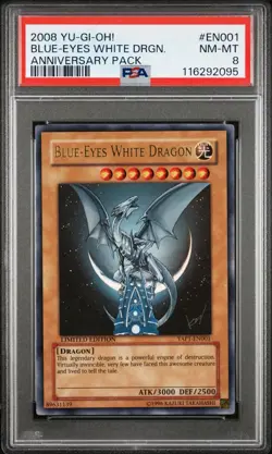 Yu-Gi-Oh Anniversary Pack Blue-Eyes White Dragon YAP1-EN001 PSA 8 - Image 1