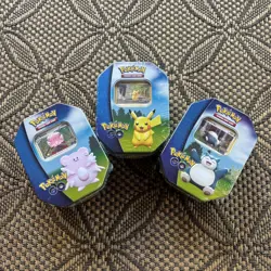 3 Tin Set Pikachu Snorlax Blissey Pokemon GO Sealed TCG NEW Lot - Image 1