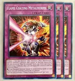 Yugioh! 3x Flame Coating Metalmorph SUDA-EN075 Common 1st Ed NM - Image 1