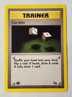 NM Gambler- Non-Holo #60 Fossil 1st Edition Pokemon TCG - Image 1