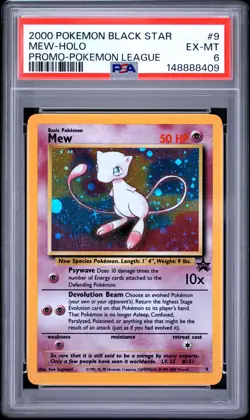 2000 POKEMON PROMO BLACK STAR POKEMON LEAGUE #9 MEW-HOLO PSA 6 - Image 1