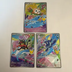Pokemon 30th Anniversary First Partner Promo Trio Set: Rowlett, Litten, Popplio - Image 1