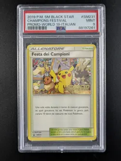 2019 Pokemon Black Star Promo CHAMPIONS FESTIVAL World 19 Italian #SM231 PSA 9 - Image 1