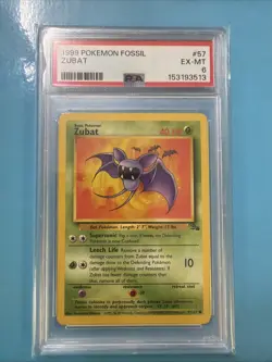 1999 Pokemon Fossil Zubat #57 PSA 6 EX-MT - Image 1