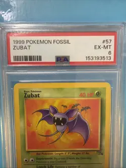 1999 Pokemon Fossil Zubat #57 PSA 6 EX-MT - Image 2