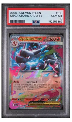 ENGLISH POKEMON PFL EN-PHANTASMAL FLAMES #013 MEGA CHARIZARD X EX PSA 10 - Image 1