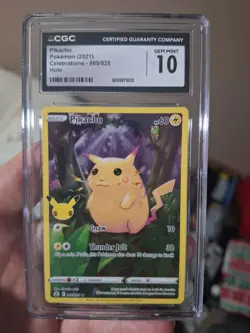 2021 POKEMON CELEBRATIONS #005 FULL ART/PIKACHU CGC 10 GEM MINT - Image 1